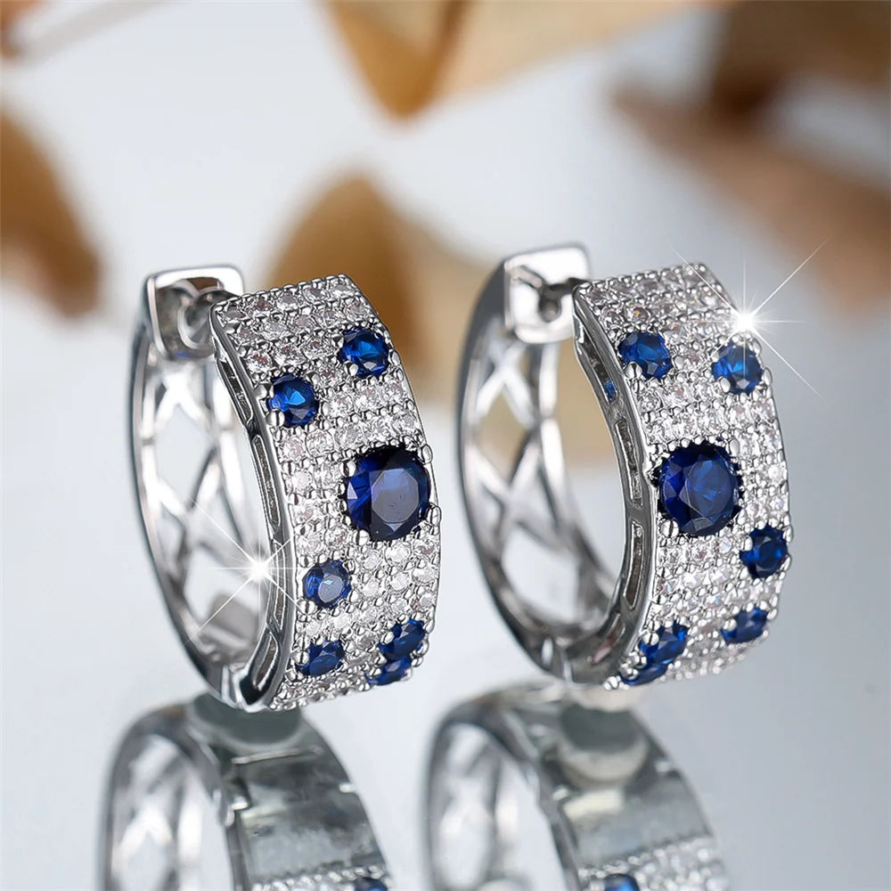 Blue Stone Gold Earrings