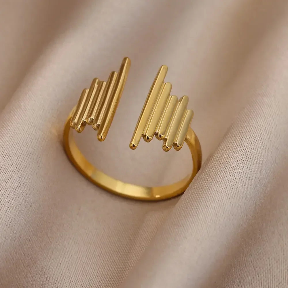 Stainless Steel Rings for Women Aesthetic Heart Gold Color Wedding