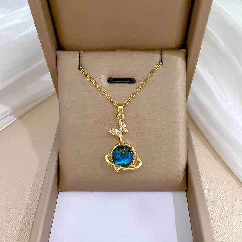 Saturn Moon Celestial Necklace