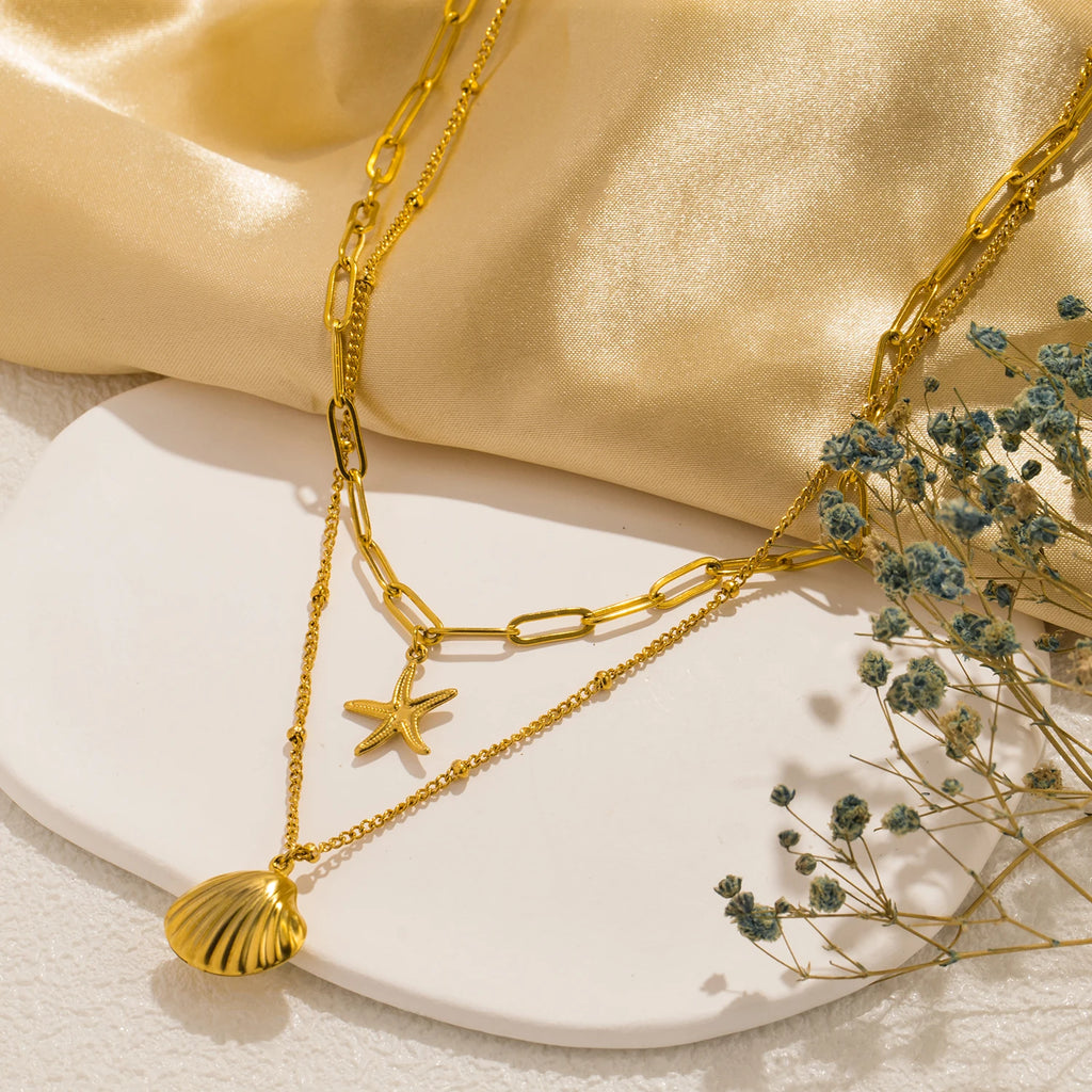 Ocean Shell & Starfish Layered Necklace