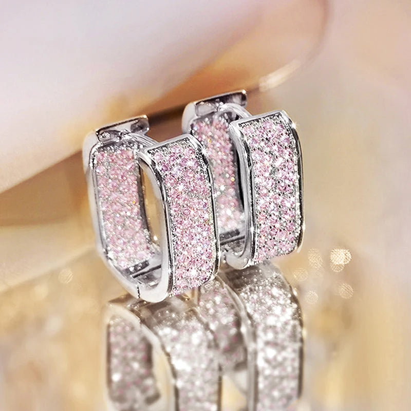 Golden Rectangle Pave Earring