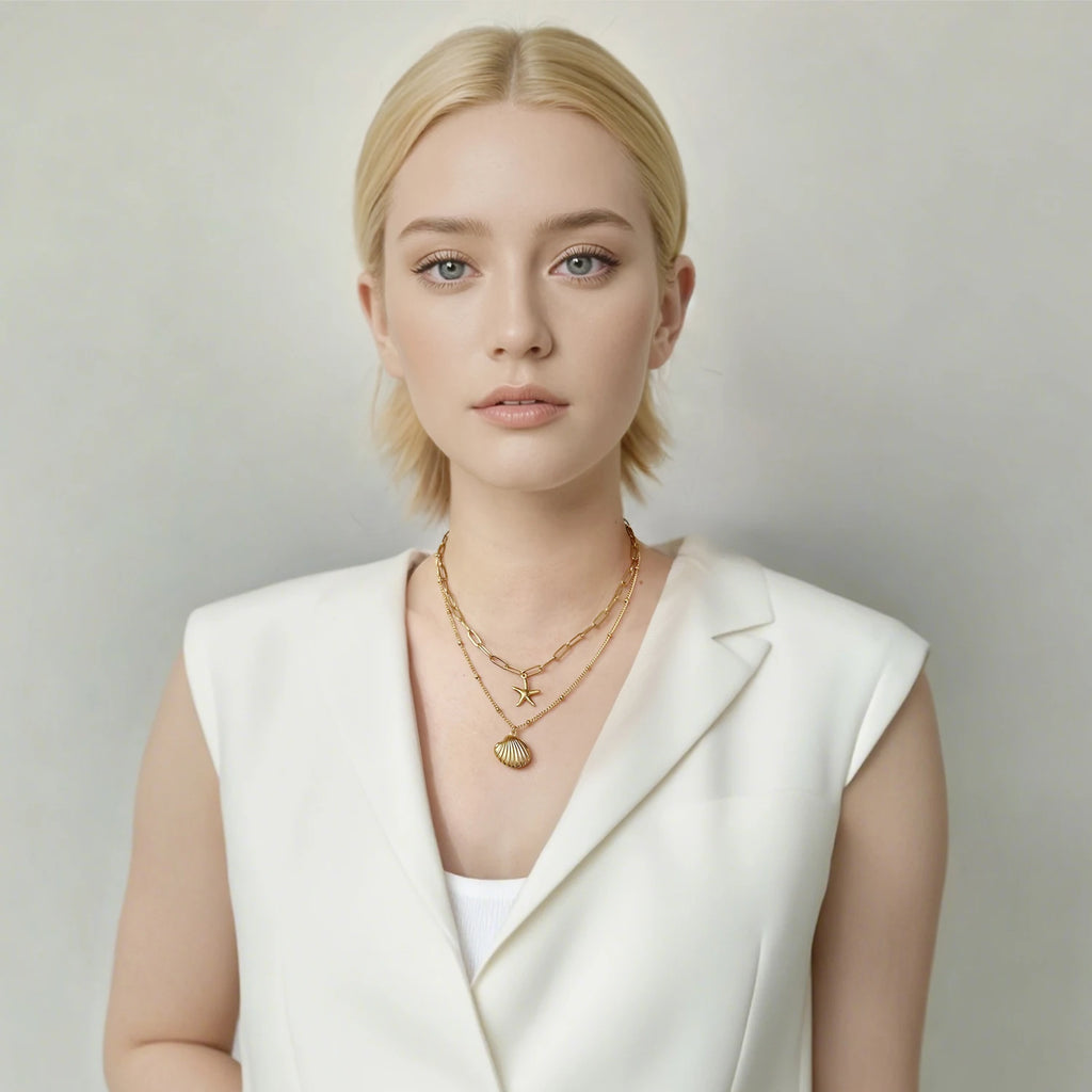 Ocean Shell & Starfish Layered Necklace
