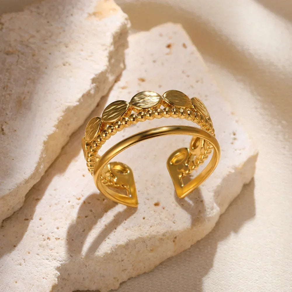 Stainless Steel Rings for Women Aesthetic Heart Gold Color Wedding