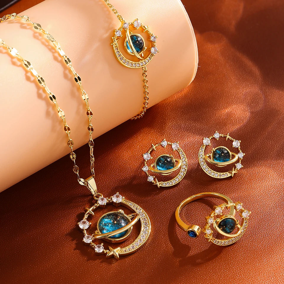 Saturn Moon Celestial Necklace