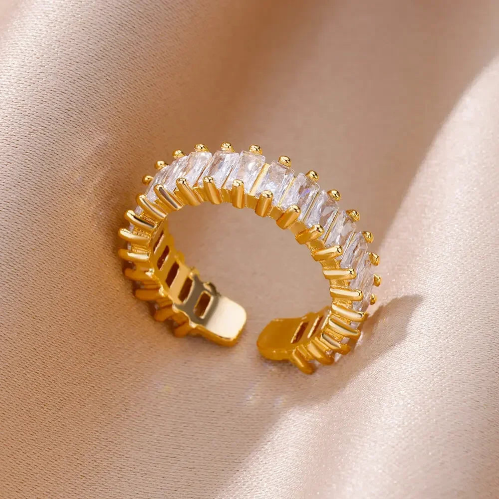 Stainless Steel Rings for Women Aesthetic Heart Gold Color Wedding