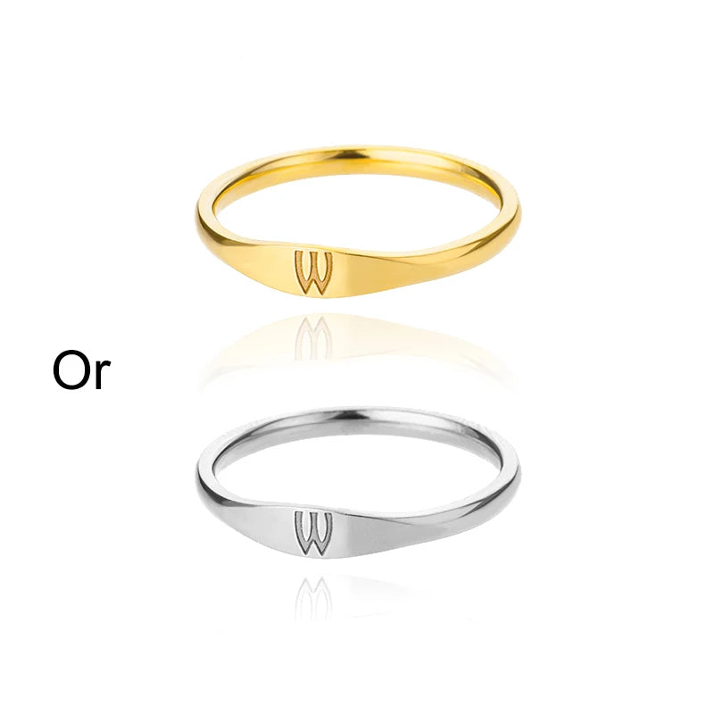 Minimalist Initial Signet Ring - Personalized Gold & Silver Letter Rings