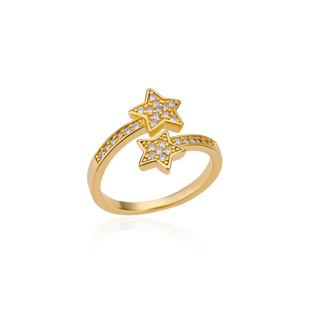 Celestial Star Wrap Ring - Gold Tone Plated with Zircon