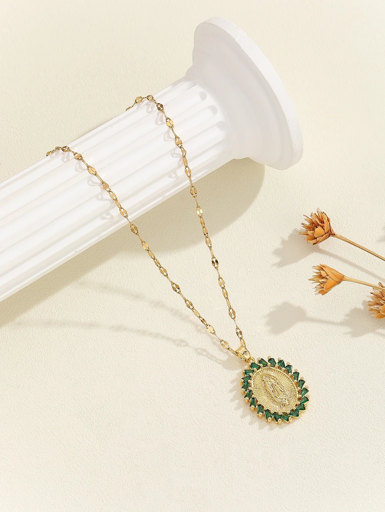 Luxury Gold Plated Multicolor CZ Pendant - Vintage Charm Necklace