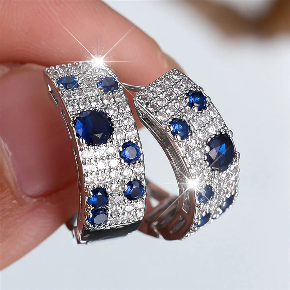 Blue Stone Gold Earrings