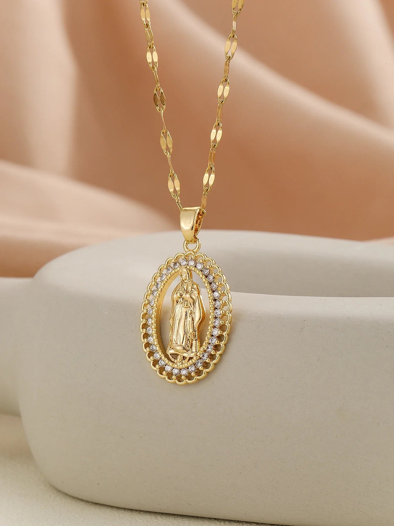Luxury Gold Plated Multicolor CZ Pendant - Vintage Charm Necklace