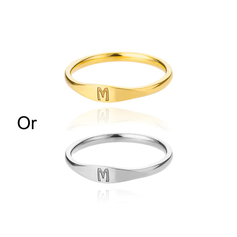 Minimalist Initial Signet Ring - Personalized Gold & Silver Letter Rings