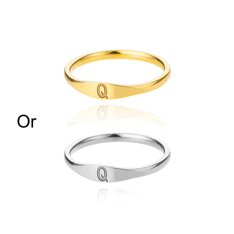 Minimalist Initial Signet Ring - Personalized Gold & Silver Letter Rings