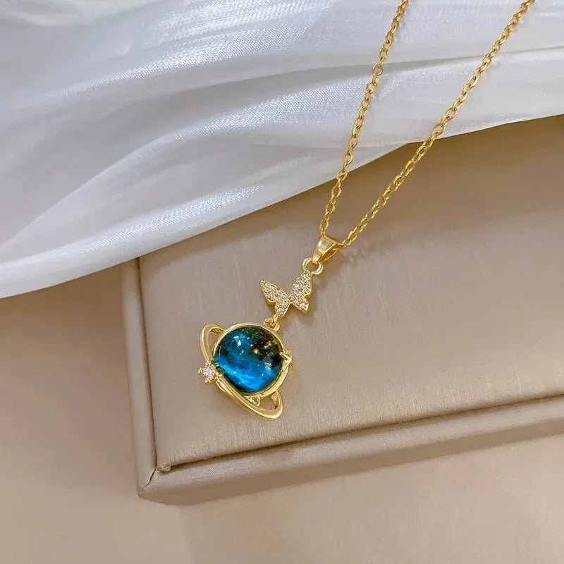 Saturn Moon Celestial Necklace