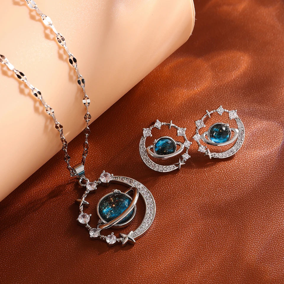 Saturn Moon Celestial Necklace