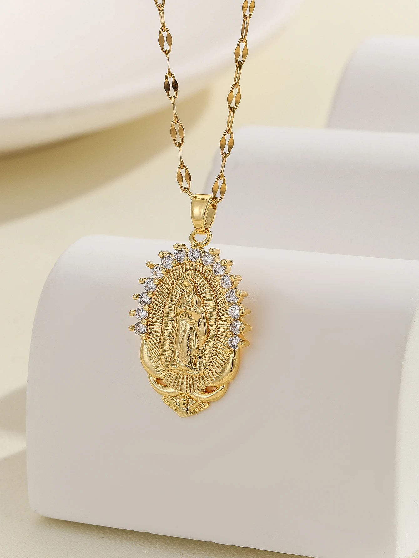 Luxury Gold Plated Multicolor CZ Pendant - Vintage Charm Necklace