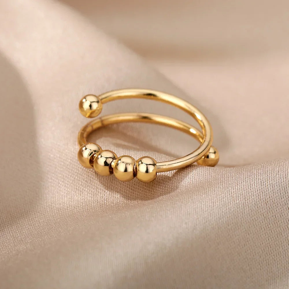 Stainless Steel Rings for Women Aesthetic Heart Gold Color Wedding