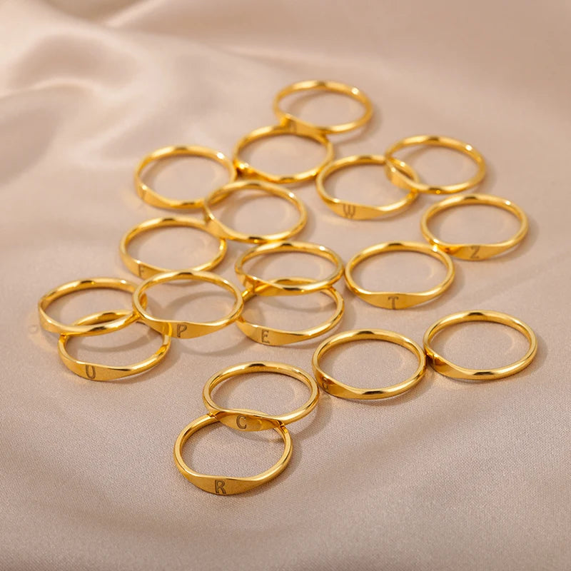 Minimalist Initial Signet Ring - Personalized Gold & Silver Letter Rings