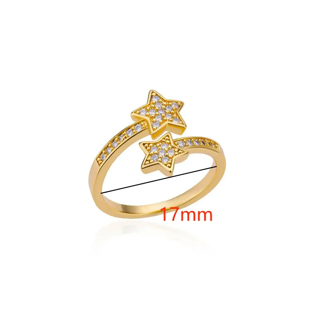Celestial Star Wrap Ring - Gold Tone Plated with Zircon
