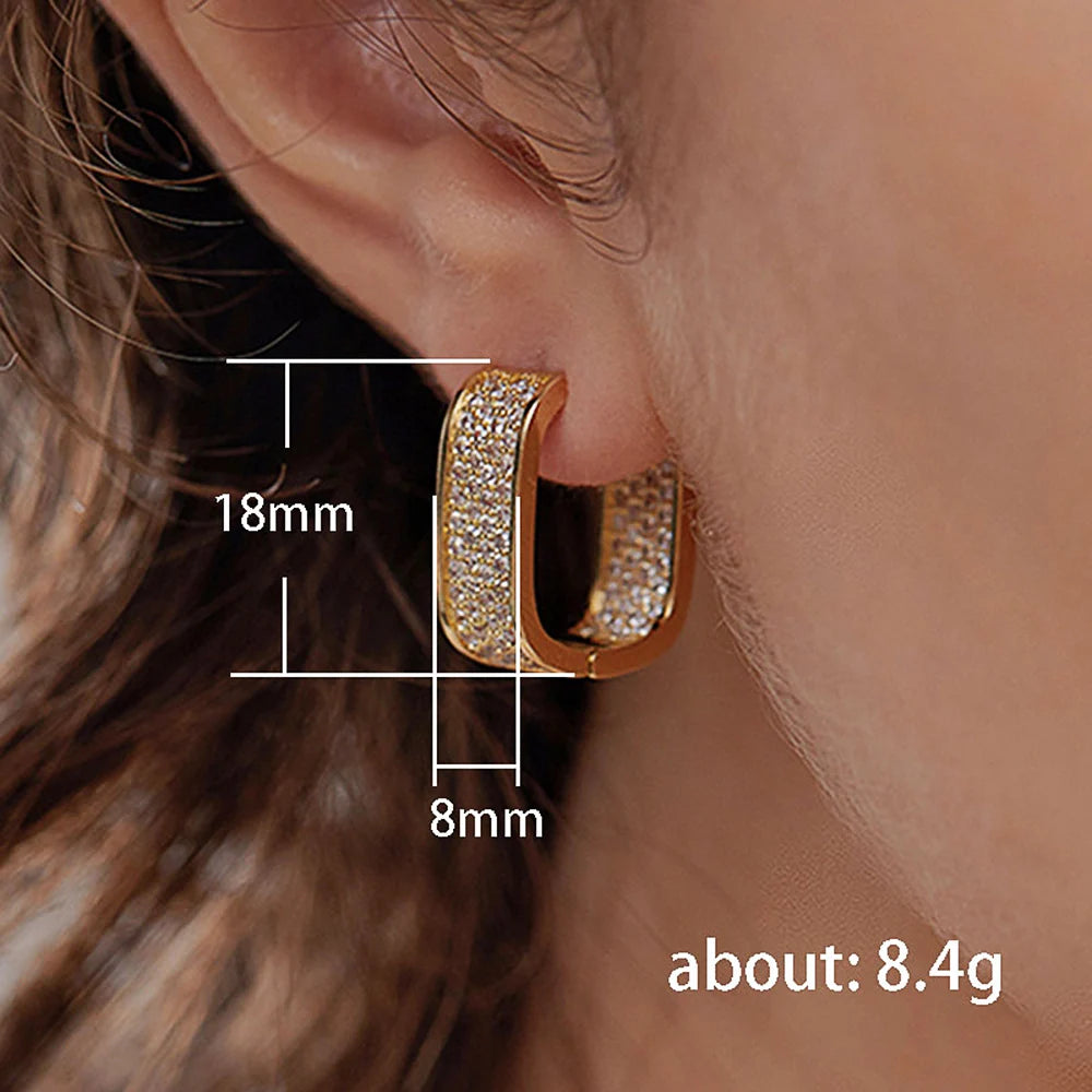 Golden Rectangle Pave Earring