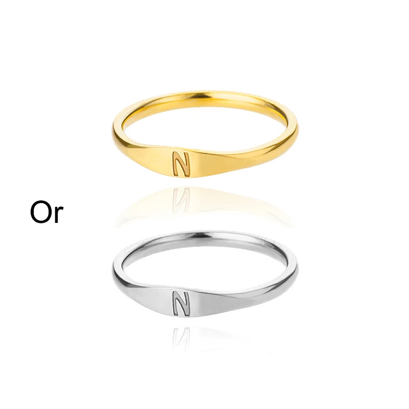 Minimalist Initial Signet Ring - Personalized Gold & Silver Letter Rings