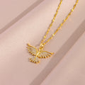 Golden Flight Dove Necklace - Zircon Pave Bird Pendant