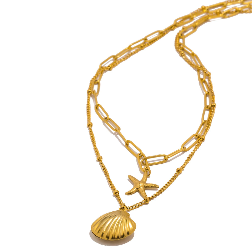 Ocean Shell & Starfish Layered Necklace