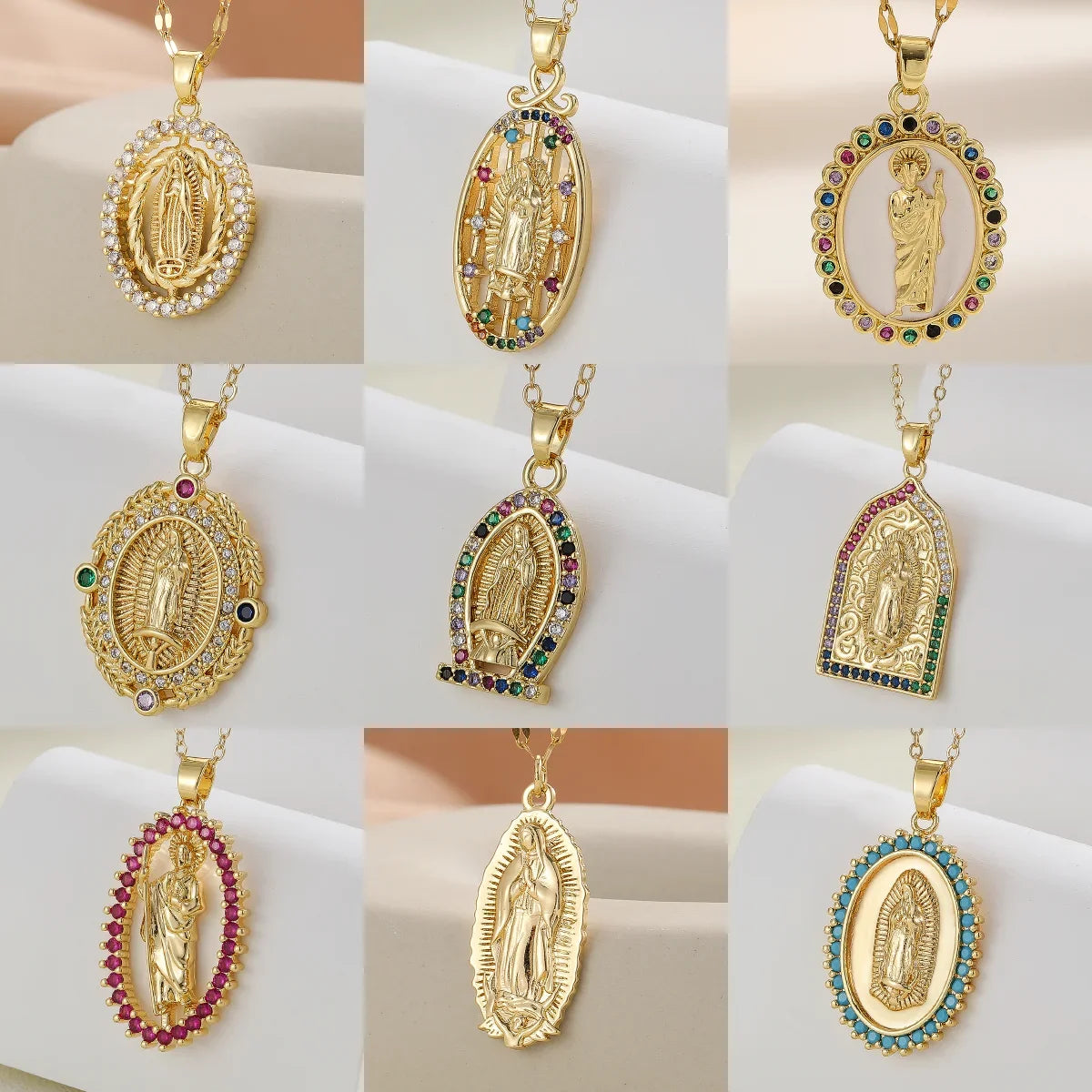 Luxury Gold Plated Multicolor CZ Pendant - Vintage Charm Necklace