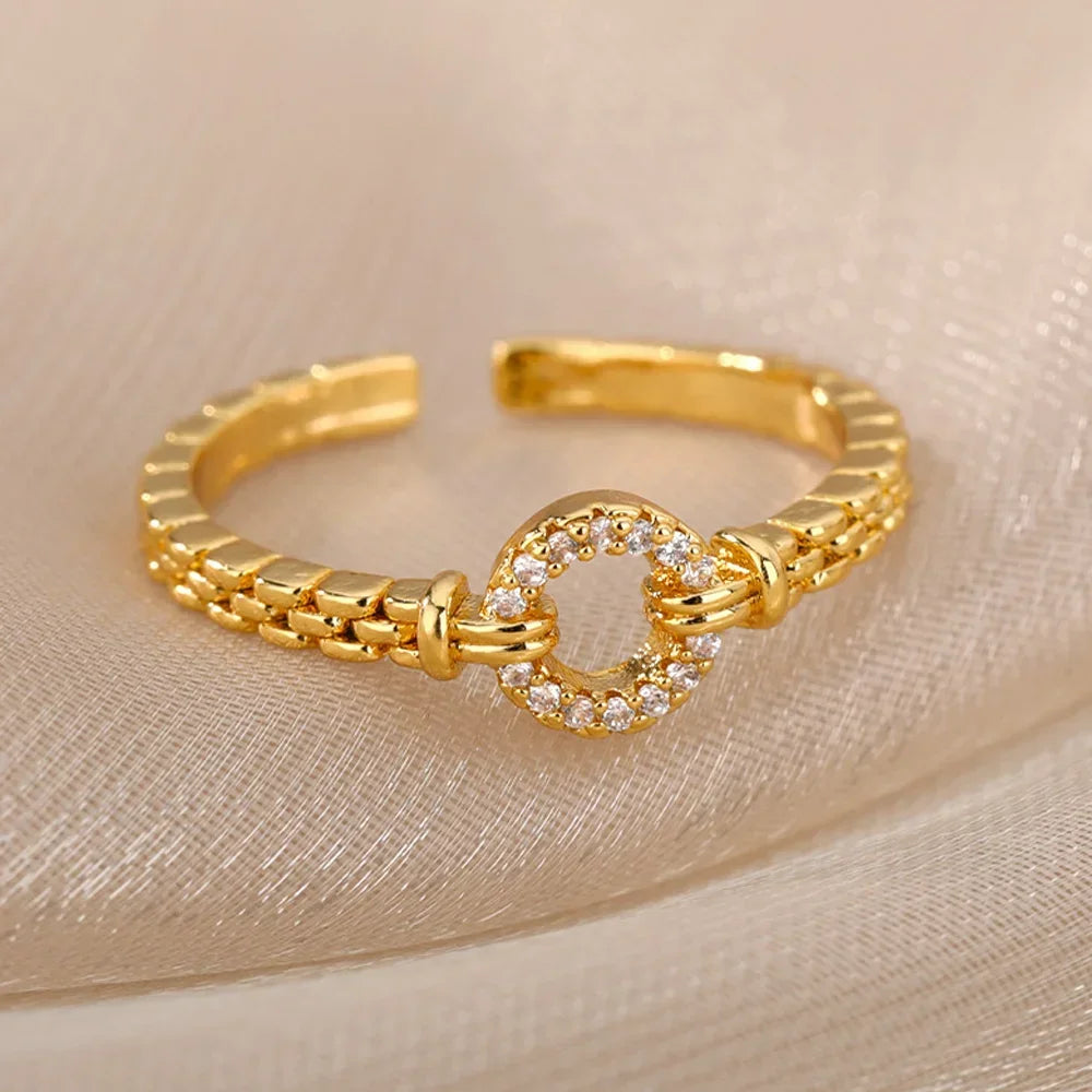 Stainless Steel Rings for Women Aesthetic Heart Gold Color Wedding