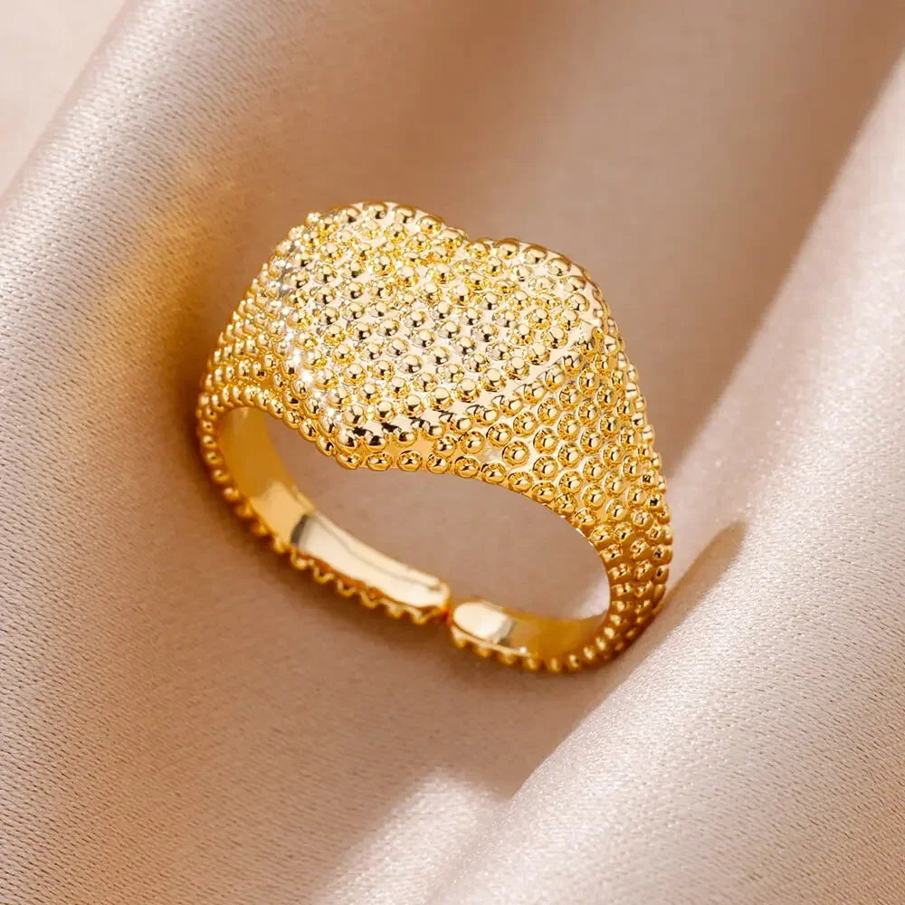 Stainless Steel Rings for Women Aesthetic Heart Gold Color Wedding