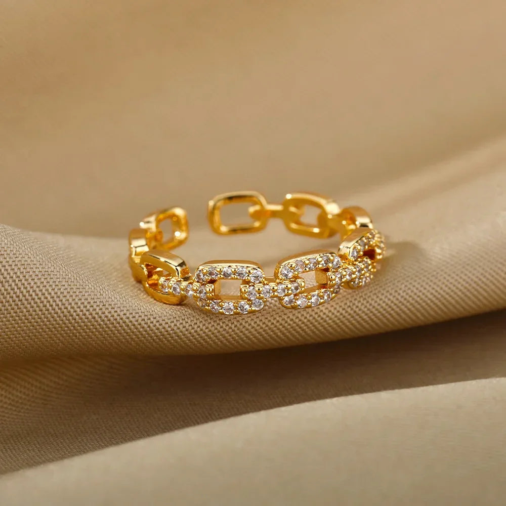 Stainless Steel Rings for Women Aesthetic Heart Gold Color Wedding