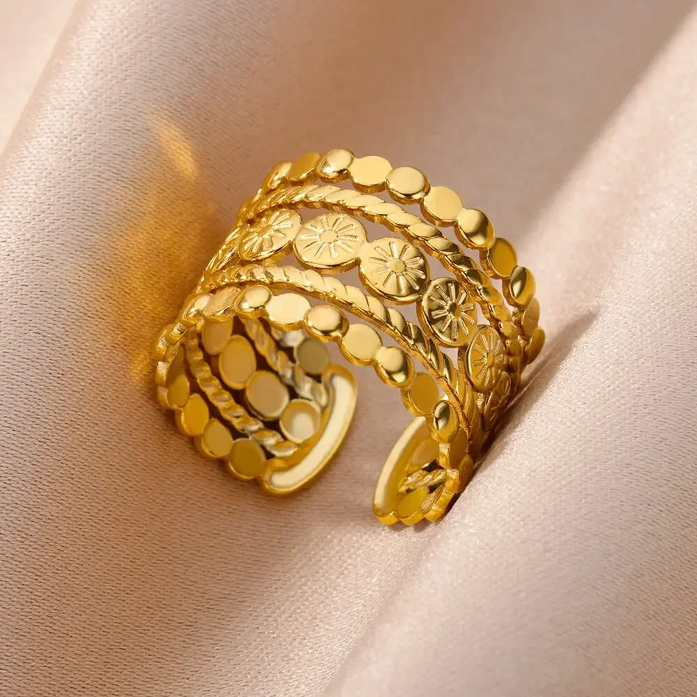 Stainless Steel Rings for Women Aesthetic Heart Gold Color Wedding