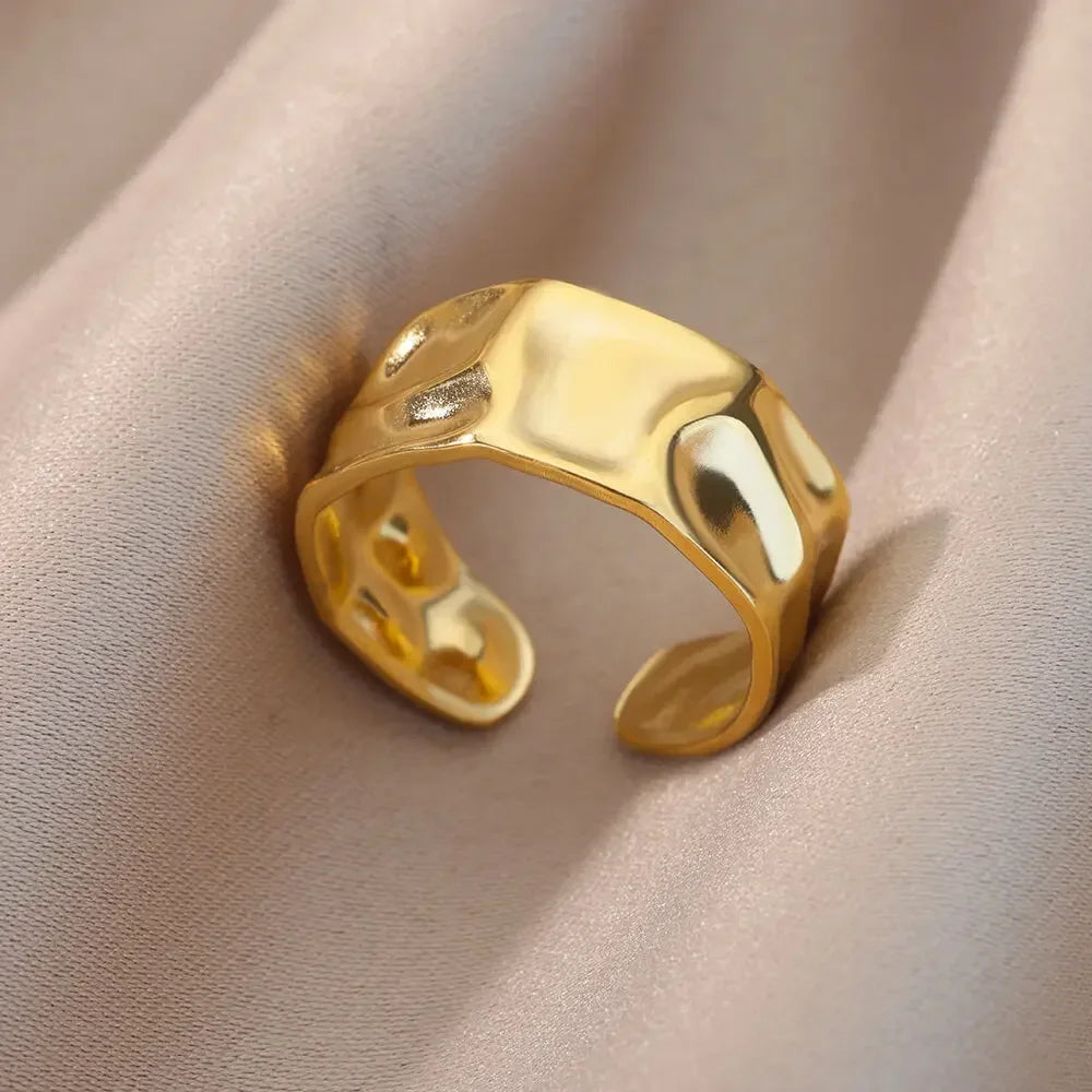 Stainless Steel Rings for Women Aesthetic Heart Gold Color Wedding
