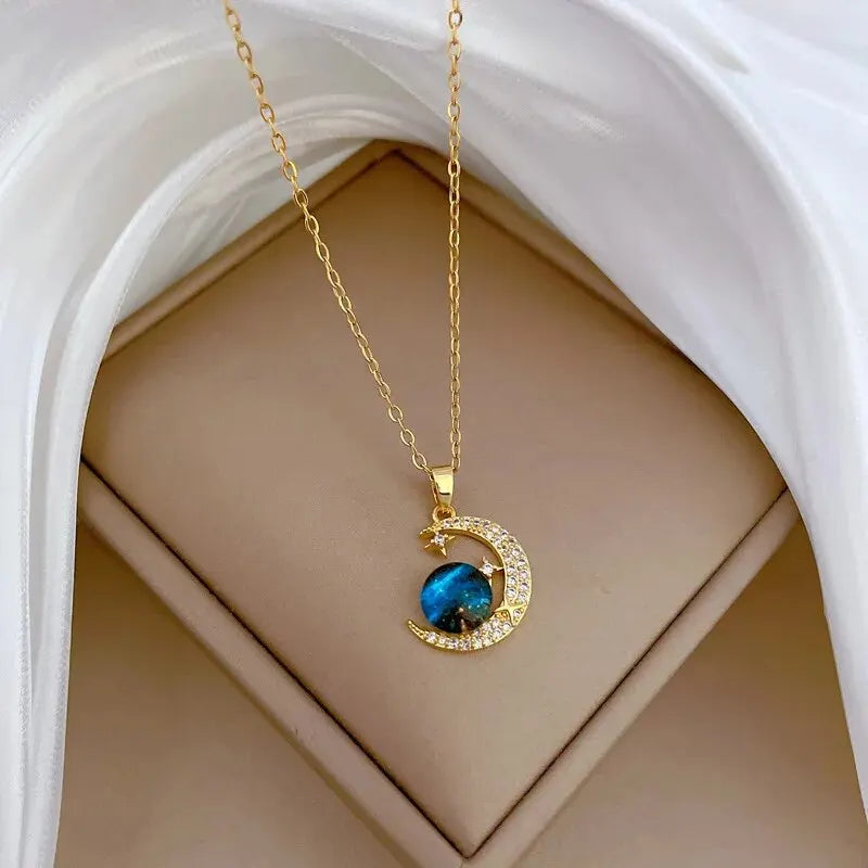 Saturn Moon Celestial Necklace