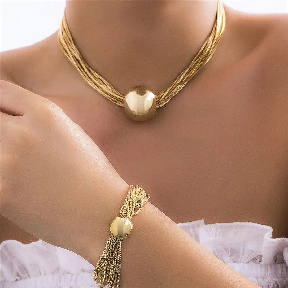 Candy Enamel Link Set - Gold Plated Necklace & Bracelet