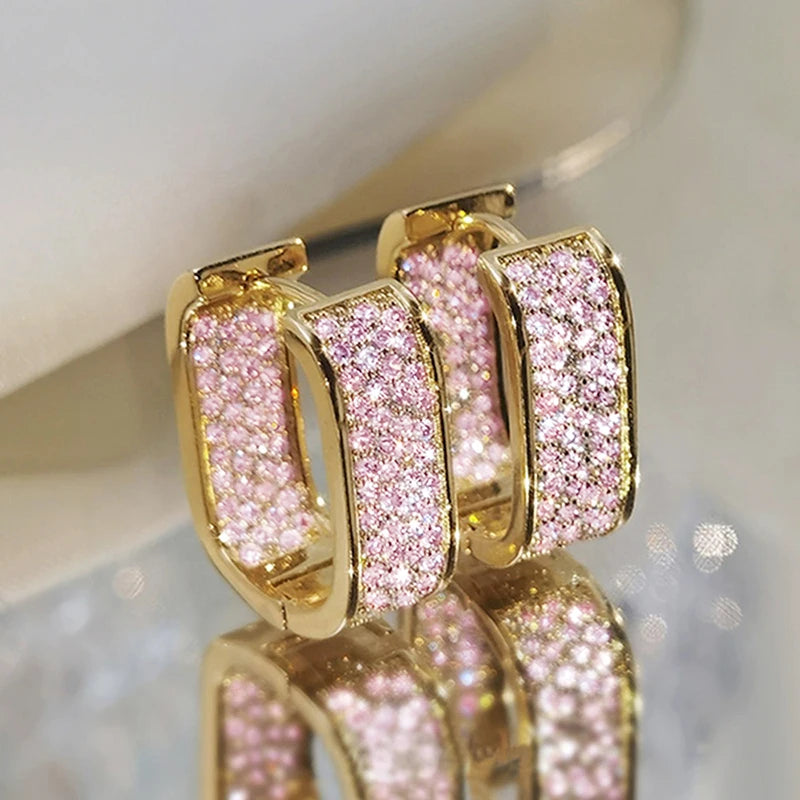 Golden Rectangle Pave Earring